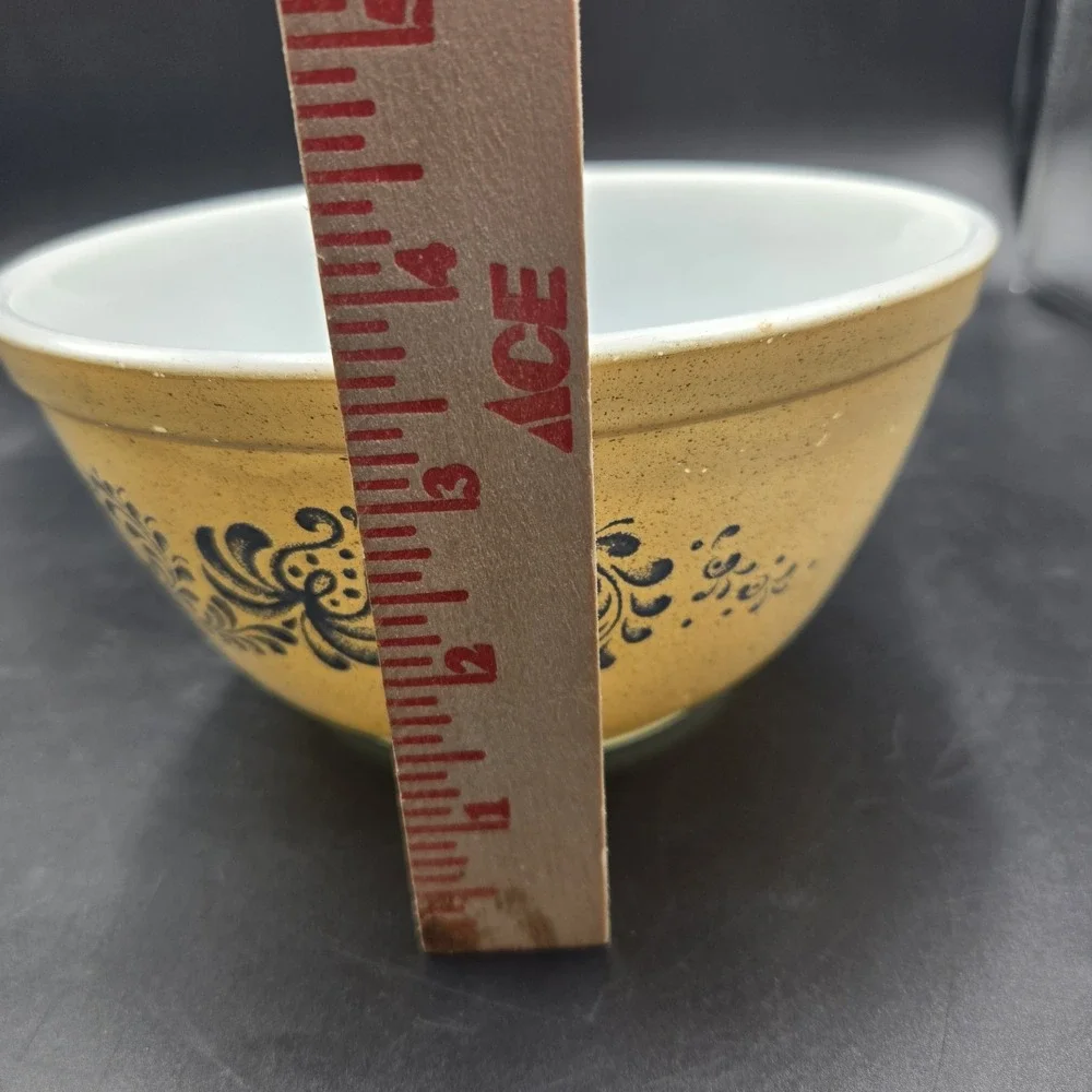 Vintage PYREX Homestead 402 Mixing Bowl Brown Speckled Blue Pattern Corning Usa